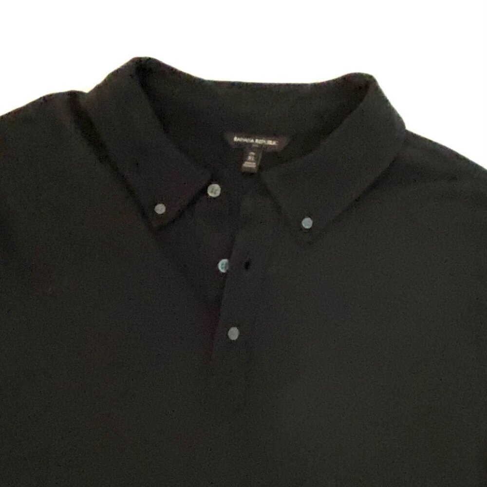 Banana Republic black short sleeve cotton polo top Mens XL Tall classic preppy - Picture 4 of 6